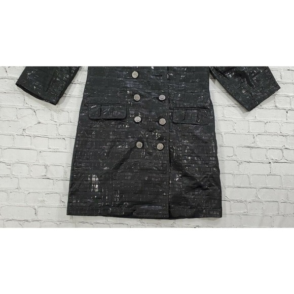 Vertigo Paris Black Mid-Length Trench Coat Jacket Pockets WOMENS SIZE MEDIUM - Picture 3 of 6